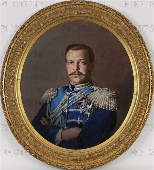 Portrait of the Emperor Alexander III (1845-1894), ca 1865. Artist: Zaryanko, Sergei Konstantinovich (1818-1870)