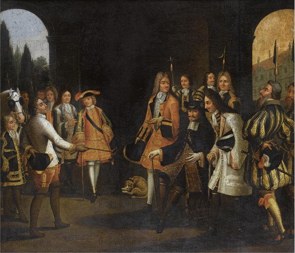 Audience of Louis XIV with Tsar Peter the Great in Versailles, 1717, First half of the 18th cent.. Artist: Anonymous