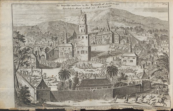 The Stepan Razin's riots in Astrakhan (From: Drie aanmerkelyke reizen), 1675. Artist: Struys, Jan Jansz. (1630-1694)