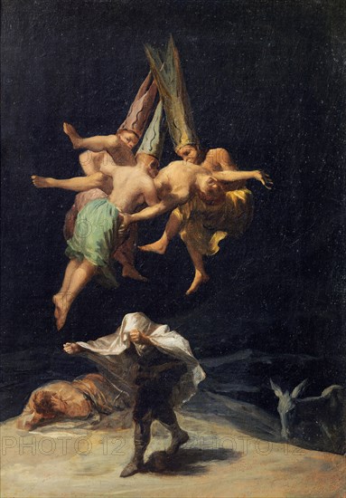 Witches in Flight (Vuelo de Brujas), 1797-1798. Artist: Goya, Francisco, de (1746-1828)