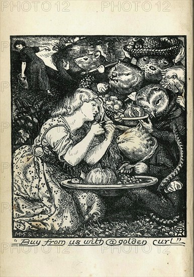 Frontispiece of Goblin Market and Other Poems by Christina Rossetti, 1861-1862. Artist: Rossetti, Dante Gabriel (1828-1882)