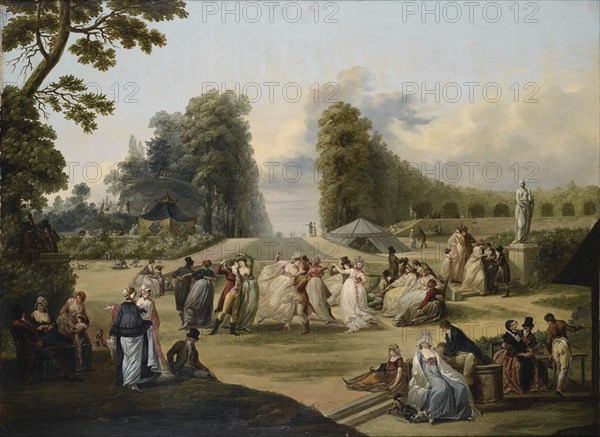 Ball in the Tivoli Gardens, Paris, 1799. Artist: Watteau, François-Louis-Joseph (1758-1823)