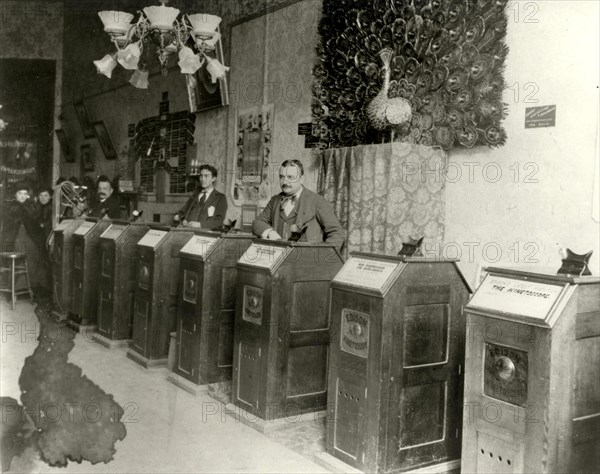 San Francisco Parlor with Kinetoscopes, 1894-1895. Artist: Anonymous