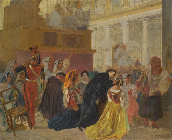 The return of Pope Pius IX to Rome, 1849. Artist: Briullov, Karl Pavlovich (1799-1852)