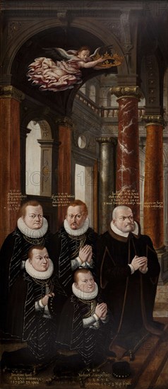 The Family of Julius of Brunswick-Lüneburg and Hedwig of Brandenburg. Wing of the Epitaph-altarpiece Artist: Vredeman de Vries, Hans (Jan) (1526-1606)