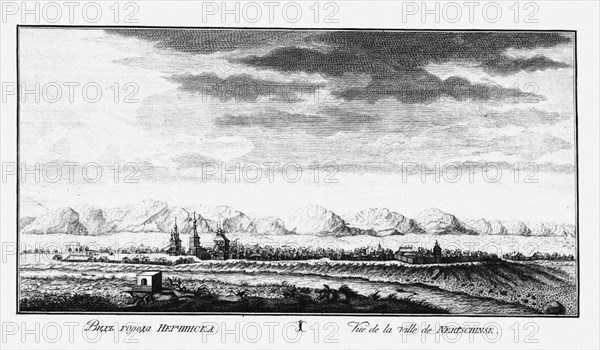 View of Nerchinsk, ca 1735. Artist: Lürsenius, Johann Wilhelm (1704-1771)