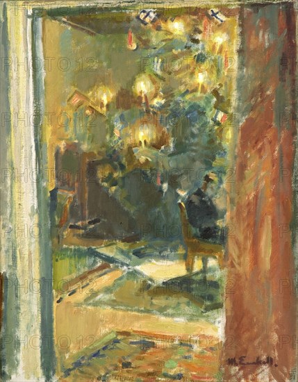 Christmas Tree in the Salon of Kilo Manor, Early 1920s. Artist: Enckell, Magnus (1870-1925)