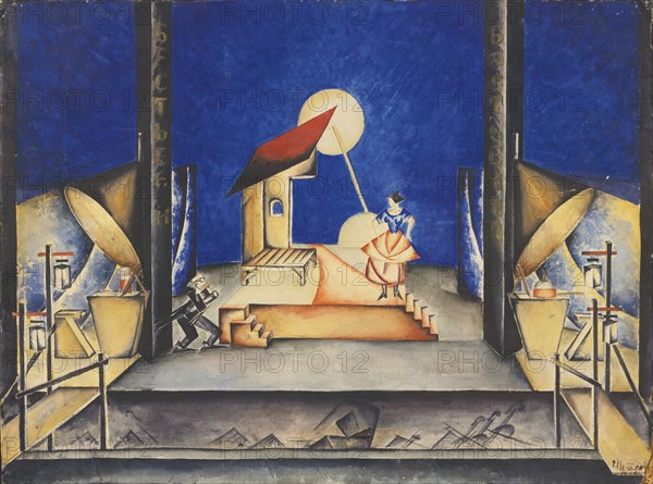 Stage design for the Opera Bastien und Bastienne by W. A. Mozart, 1925. Artist: Petrova-Troitskaya, Ekaterina (1900-1932)