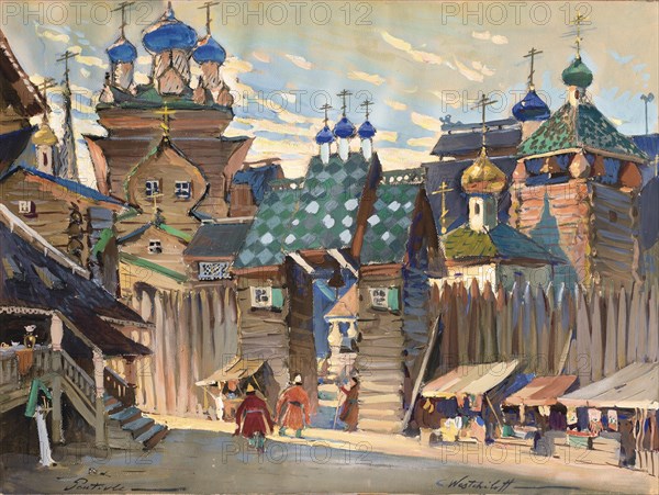 Market Place. Stage design for the opera Prince Igor by A. Borodin. Artist: Veshchilov, Konstantin Alexandrovich (1878-1945)