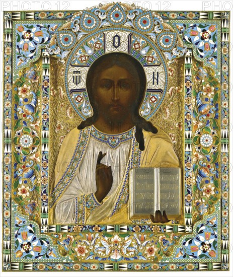 Christ Pantocrator. (On the Occasion of the Miraculous Rescue during the Imperial Train's Accident,  Artist: Ovchinnikov, Pavel Akimovich (1830-1888)