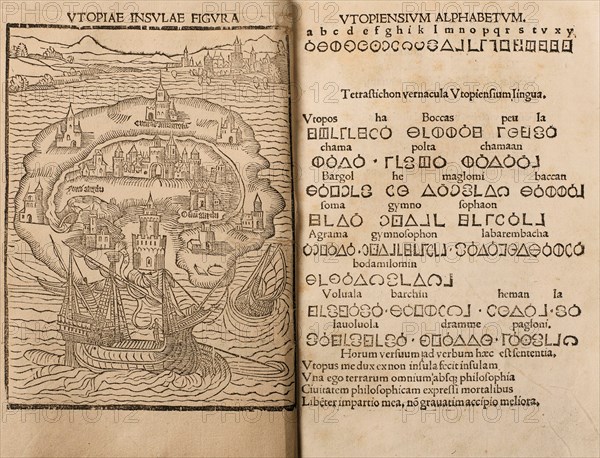 Utopia by Thomas More, 1516. Artist: Anonymous