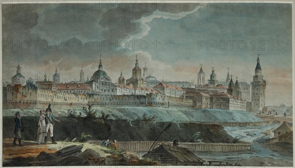 View of the Neglinnaya River and Kitay-gorod from the Petrovsky Square, 1790s. Artist: Quarenghi, Giacomo Antonio Domenico (1744-1817)