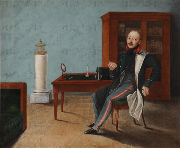 Portrait of Alexander Stepanovich Talyzin (1795-1858) in his studio, 1820s. Artist: Anonymous