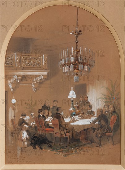 Vonlyarlyarsky' Salon in Vonlyarovo, 1855. Artist: Mikeshin, Mikhail Osipovitsch (1835-1896)