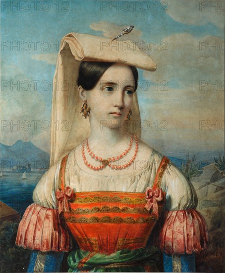 Portrait of Sophia Michailovna Sollogub, 1840s. Artist: Orlov, Pimen Nikitich (1812-1863)