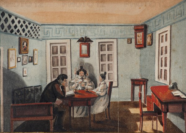 Nikita Muravyov with his Daughter Sofia by exile in Irkutsk province, 1837. Artist: Muravyov, Nikita Mikhailovich (1797-1843)