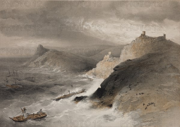 Storm in the Balaklava Bay on 14th of November 1854, 1855. Artist: Simpson, William (1832-1898)