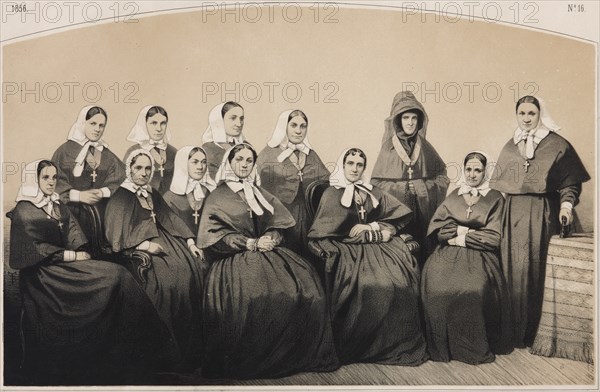 The nurses of the Krestovozdvizhenskaya Commune of Nurses, 1854. Artist: Timm, Vasily (George Wilhelm) (1820-1895)