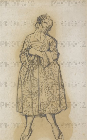 Costume design for the ballet Les femmes de bonne humeur (The Good-Humoured Ladies), 1917. Artist: Bakst, Léon (1866-1924)