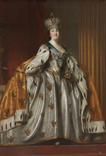 Portrait of Empress Catherine II (1729-1796) in Her Coronation Robes, after 1762. Artist: Erichsen, Vigilius (1722-1782)