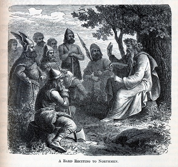 A Bard Reciting to Northmen, 1882. Artist: Anonymous