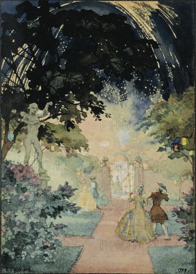 The Fireworks, 1927. Artist: Somov, Konstantin Andreyevich (1869-1939)