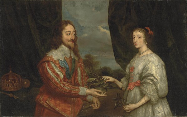 Double portrait of King Charles I and Queen Henrietta Maria. Artist: Dyck, Sir Anthony van, (Studio of)