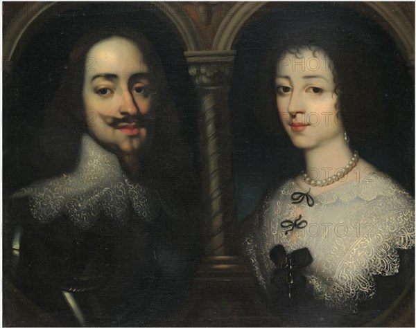 Double portrait of King Charles I and Queen Henrietta Maria. Artist: Dyck, Sir Anthony van, (Studio of)