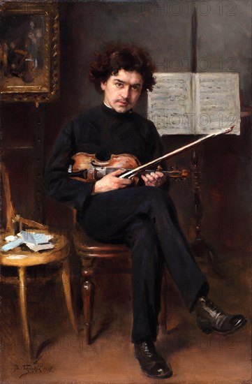 Portrait of the violinist and composer Jan Kubelik (1880-1940), 1908. Artist: Makovsky, Vladimir Yegorovich (1846-1920)