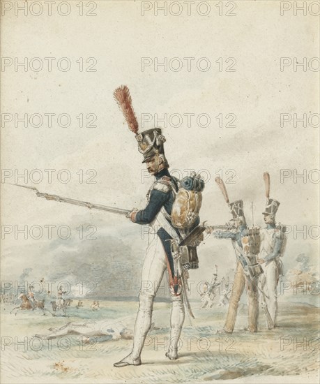 Infantry of the Jeune Garde in 1812. Artist: Lami, Eugène Louis (1800-1890)