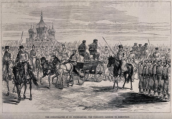 The Nihilists carried to Execution in St. Petersburg, ca 1881. Artist: Anonymous