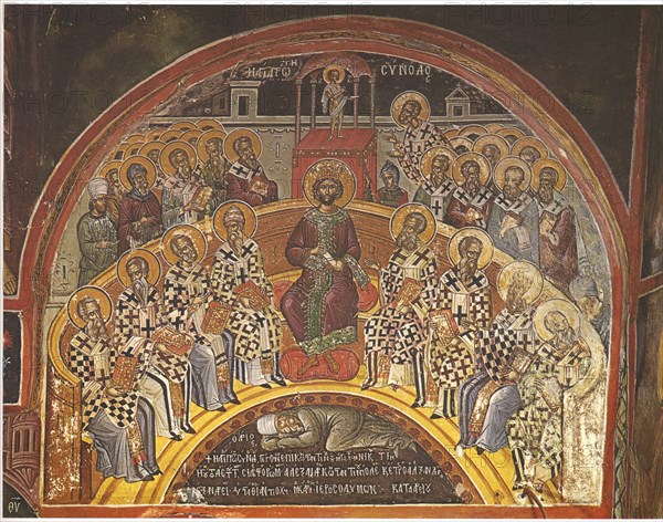 First Council of Nicaea, First Half of 16th century. Artist: Strelitzas, Theophanes (Theophanes the Cretan) (ca 1500-1559)