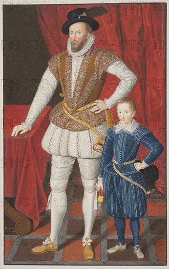 Sir Walter Raleigh and son, 1602. Artist: Anonymous