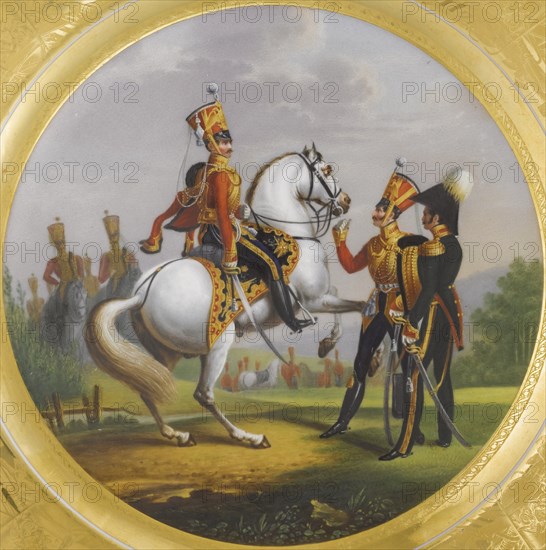 Chief Officer and Under Officer of the Life-Guards Hussar Regiment, 1829. Artist: Belousov, Lev Alexandrovich (1806-1864)