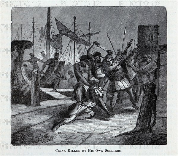 Cinna Killed by His Own Soldiers, 1882. Artist: Anonymous