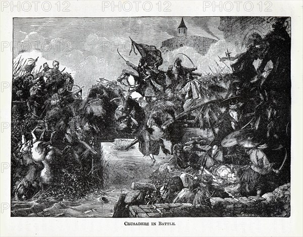 Crusaders in Battle, 1882. Artist: Anonymous