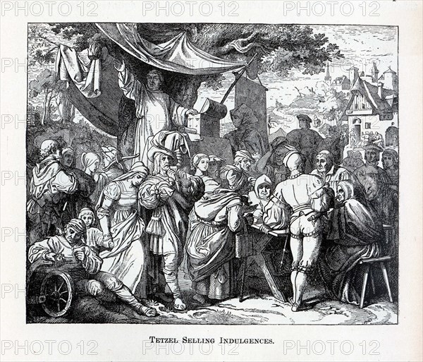 Tetzel Selling Indulgences, 1882. Artist: Anonymous