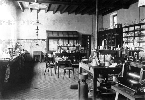 Laboratorium of Alfred Nobel at his Villa in Sanremo, 1890s. Artist: Anonymous