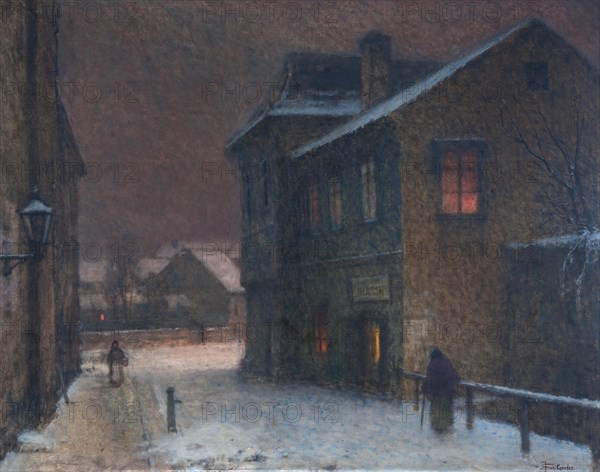 Street in snow, 1907-1909. Artist: Schikaneder, Jakub (1855-1924)