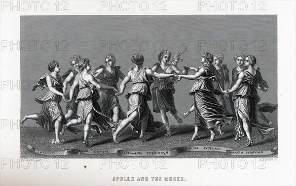 Apollo and the Muses (after Giulio Romano), 1882. Artist: Anonymous