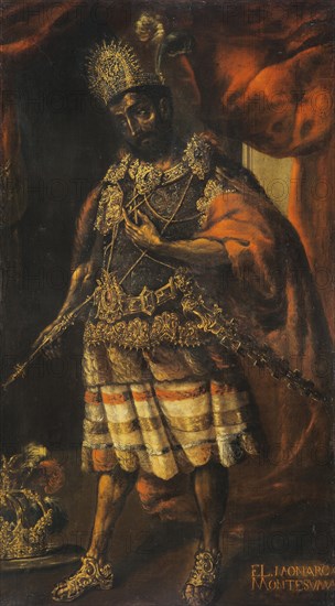 Portrait of Moctezuma II, 17th century. Artist: Anonymous