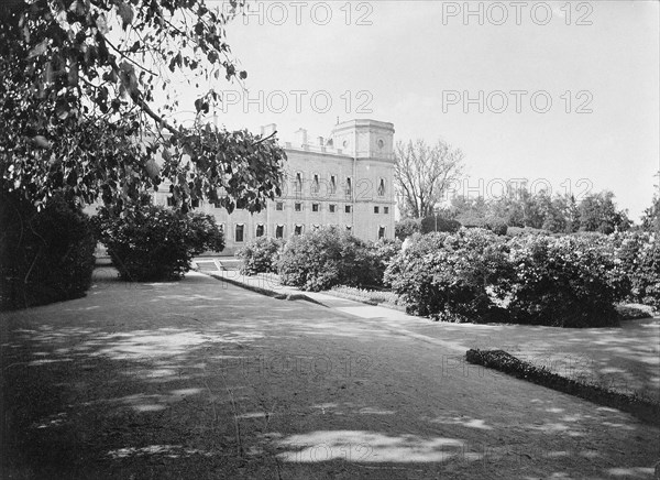 Garden by the Arsenal Square of the Gatchina Palace, 1890s. Artist: Anonymous