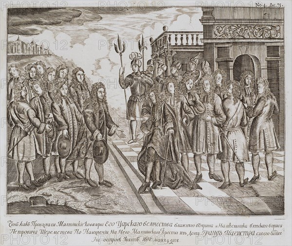 Reception of Boris Sheremetev's Embassy on Malta in 1698, End of 17th century. Artist: Anonymous