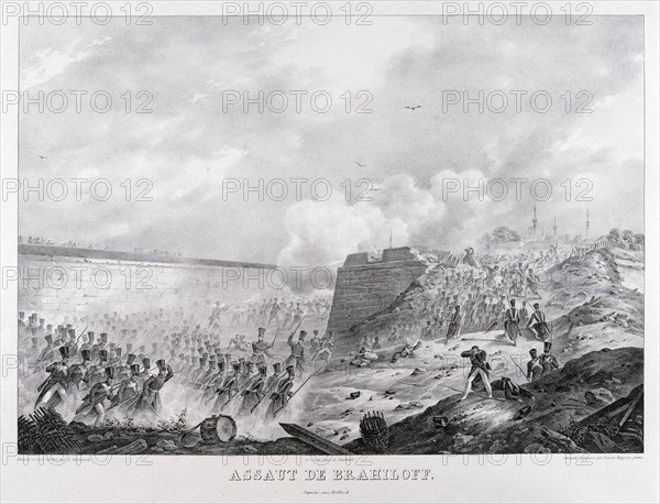 The storming the Brailov fortress on June 15, 1828, 1829. Artist: Beggrov, Karl Petrovich (1799-1875)