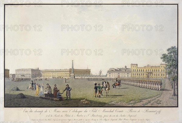 View of the Field of Mars and the Marble Palace in Saint Petersburg, 1804. Artist: Lory, Mathias Gabriel (1784-1846)