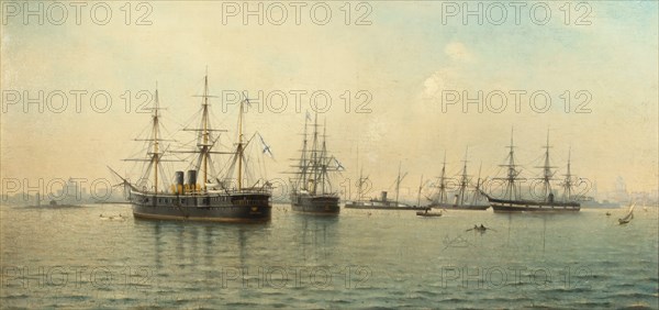 Cruisers Minin and Kronstadt. Artist: Blinov, Leonid Demyanovich (1868-1903)