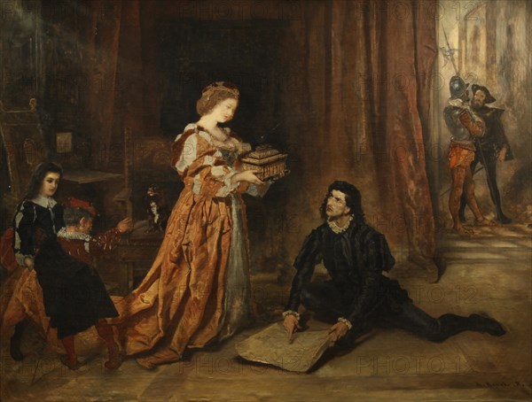 Columbus and Queen Isabella. Artist: Romako, Anton (1832-1889)