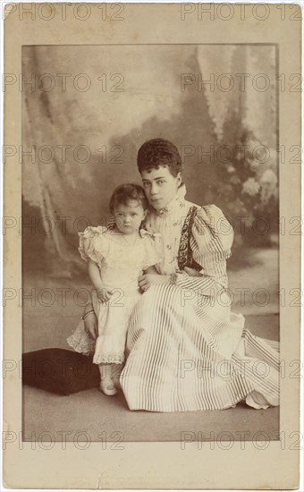 Grand Duchess Xenia Alexandrovna of Russia with Daughter Irina, c. 1882. Artist: Levitsky, Sergei Lvovich (1819-1898)