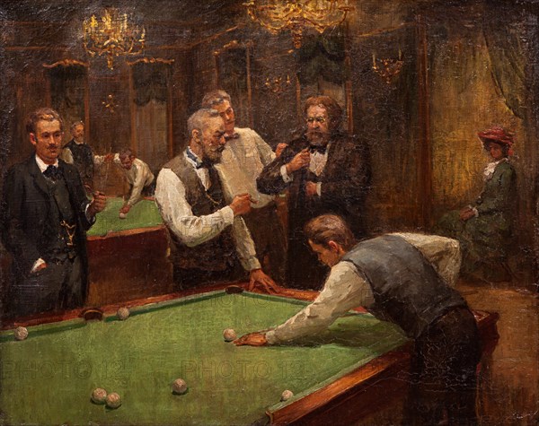 Billiard Players. Artist: Galkin, Ilya Savvich (1860-1915)