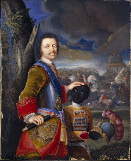 Peter the Great with his page Abraham Hannibal, ca 1720.